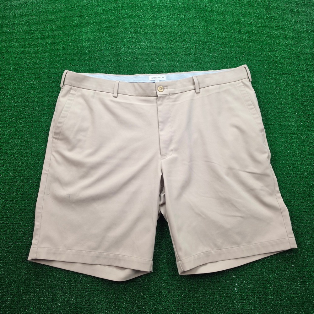 Peter Millar Crown Performance Golf Shorts Mens 40 Beige Bob O Link Bird 1916